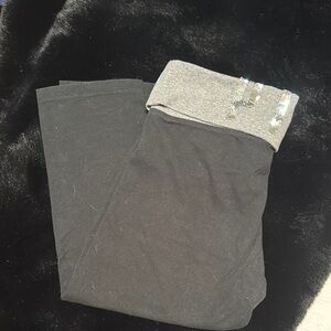 PINK Victoria's Secret Black Leggings with Light Gray Waistband and Sequins